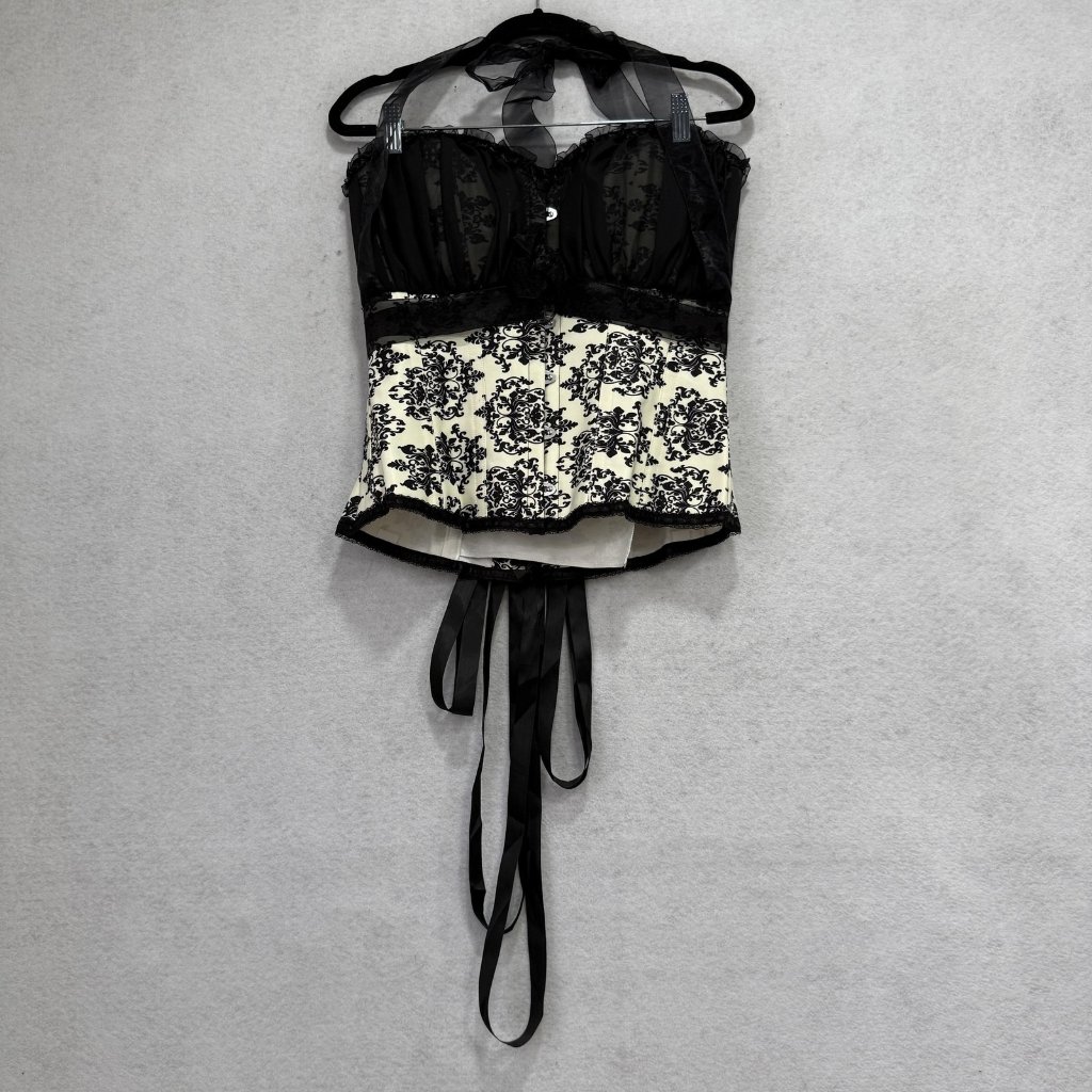 Corset Story Corset Womens Uk16 Black Floral Overbust Lace Boned Bustier Top